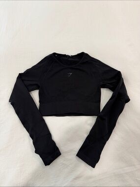 Gymshark Black Seamless Long Sleeve Crop Top